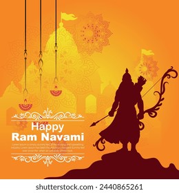 Happy Ram Navami cultural Banner Hindu festival vertical post wishes celebration card Ram Navami celebration background
