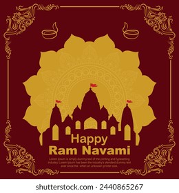 Happy Ram Navami cultural Banner Hindu festival vertical post wishes celebration card Ram Navami celebration background
