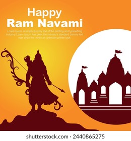 Happy Ram Navami cultural Banner Hindu festival vertical post wishes celebration card Ram Navami celebration background
