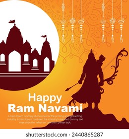 Happy Ram Navami cultural Banner Hindu festival vertical post wishes celebration card Ram Navami celebration background
