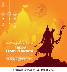 Happy Ram Navami cultural Banner Hindu festival vertical post wishes celebration card Ram Navami celebration background
