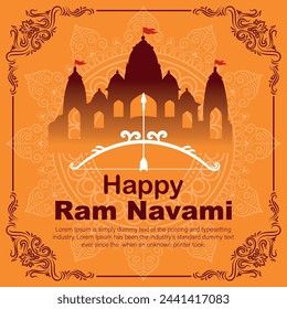 Happy Ram Navami cultural Banner Hindu festival vertical post wishes celebration card Ram Navami celebration background and Indian Hindu cultural festival Ram Navami celebration background