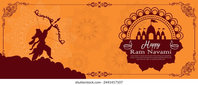 Happy Ram Navami cultural Banner Hindu festival vertical post wishes celebration card Ram Navami celebration background and Indian Hindu cultural festival Ram Navami celebration background