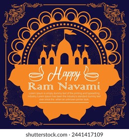 Happy Ram Navami cultural Banner Hindu festival vertical post wishes celebration card Ram Navami celebration background and Indian Hindu cultural festival Ram Navami celebration background