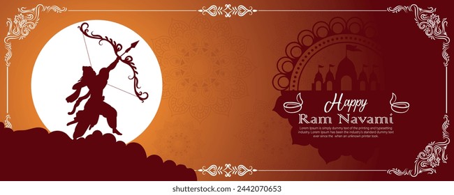 Happy Ram Navami cultural Banner Hindu festival vertical banner post wishes celebration card Ram Navami celebration background and Yellow Background Indian Hinduism Festival Social Media Banner