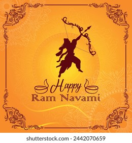 Happy Ram Navami cultural Banner Hindu festival vertical banner post wishes celebration card Ram Navami celebration background and Yellow Background Indian Hinduism Festival Social Media Banner