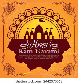 Happy Ram Navami cultural Banner Hindu festival vertical banner post wishes celebration card Ram Navami celebration background and Yellow Background Indian Hinduism Festival Social Media Banner