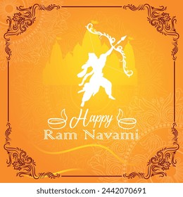 Happy Ram Navami cultural Banner Hindu festival vertical banner post wishes celebration card Ram Navami celebration background and Yellow Background Indian Hinduism Festival Social Media Banner