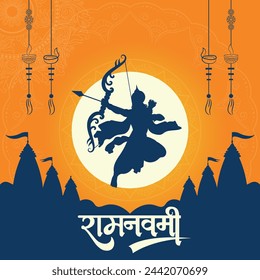 Happy Ram Navami cultural Banner Hindu festival vertical banner post wishes celebration card Ram Navami celebration background and Yellow Background Indian Hinduism Festival Social Media Banner