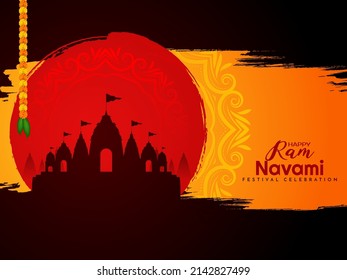 Happy Ram Navami cultural Hindu festival wishes celebration card vector