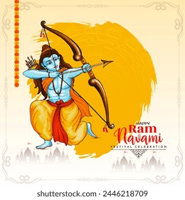 Happy Ram Navami cultural Indian festival card design vector