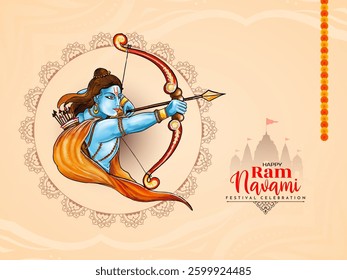 Happy Ram Navami cultural Indian festival greeting card vector