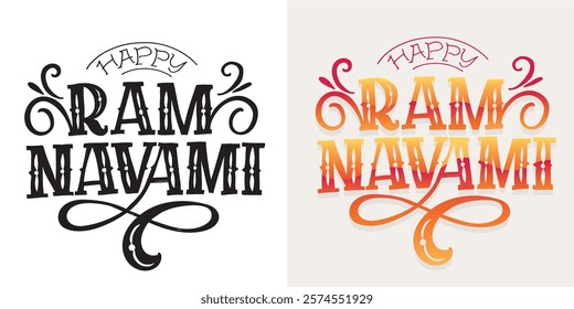 Happy Ram Navami. Cute hand drawn doodle lettering quote. Lettering for t-shirt design, mug print, bag print, clothes fashion. 100% hand drawn vector image.