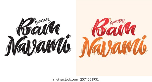 Happy Ram Navami. Cute hand drawn doodle lettering quote. Lettering for t-shirt design, mug print, bag print, clothes fashion. 100% hand drawn vector image.