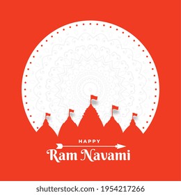 happy ram navami festival card in flat paper style