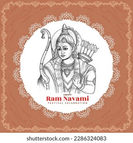 Happy Ram navami festival celebration greeting card design vector