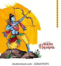 Happy Ram navami festival celebration greeting card design vector