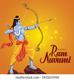 Happy Ram Navami festival of India. Lord Rama with arrow. vector illustration design