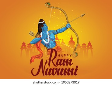 Happy Ram Navami festival of India. Lord Rama with arrow. vector illustration design