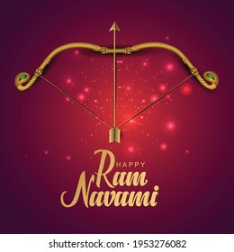 Happy Ram Navami festival of India. Lord Rama bow and arrow. vector illustration design