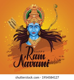 Happy Ram Navami festival of India. Lord Rama with arrow. vector illustration design