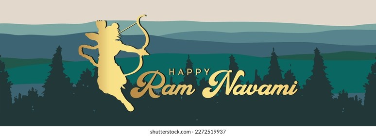 Happy Ram Navami festival of India. Ram Navami Indian festival banner design template.