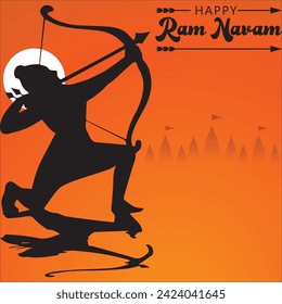 Happy Ram Navami festival of India. Lord Rama with arrow. vector illustration design