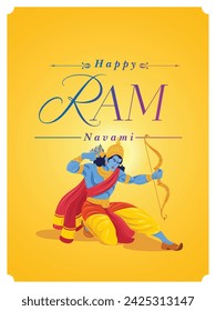 Happy Ram Navami festival of India. Lord Rama with Bow and arrow. vector illustration design