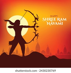 Happy Ram Navami festival of India. Lord Rama with arrow. vector illustration design