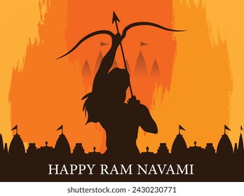 Happy Ram Navami festival of India. Lord Rama with arrow. vector illustration design