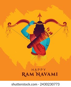 Happy Ram Navami festival of India. Lord Rama with arrow. vector illustration design