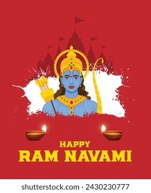 Happy Ram Navami festival of India. Lord Rama with arrow. vector illustration design