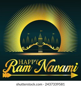 Happy Ram Navami festival of India. Lord Rama with arrow. vector illustration design