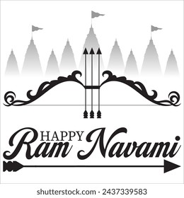 Happy Ram Navami festival of India. Lord Rama with arrow. vector illustration design