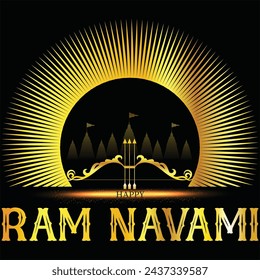 Happy Ram Navami festival of India. Lord Rama with arrow. vector illustration design