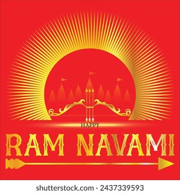 Happy Ram Navami festival of India. Lord Rama with arrow. vector illustration design