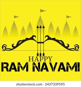 Happy Ram Navami festival of India. Lord Rama with arrow. vector illustration design