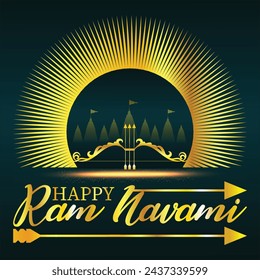 Happy Ram Navami festival of India. Lord Rama with arrow. vector illustration design