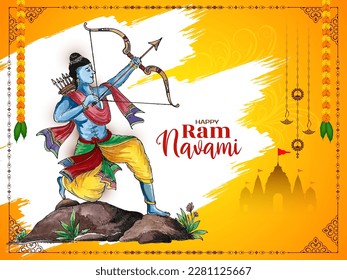 Happy Ram navami festival traditional celebration background design vector