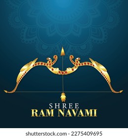 Happy ram navami with golden bow and arrow