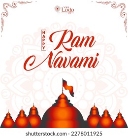 Feliz Ram Navami saludos antecedentes del festival hindú hinduismo diseño de publicaciones en medios sociales