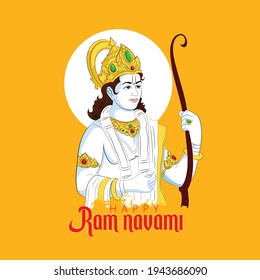 Happy Ram Navami Hindu Festival  with background Hindi text Ram Navami