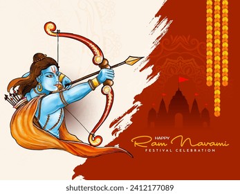 Happy Ram navami Hindu festival celebration card design vector