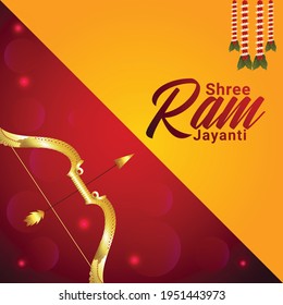 Happy ram navami indian festival with creative ilustration of lord rama