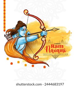 Happy Ram Navami Indian festival celebration decorative background vector