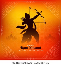 Happy Ram Navami Indian festival decorative card vector