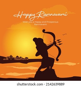 Happy Ram Navami Indian festive creative template design.