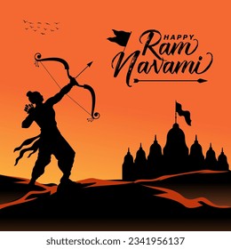 Happy ram navami indian hindu festival social media post design.