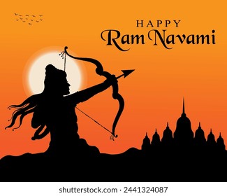 Happy Ram Navami indian hindu festival social media post design vector illustration.