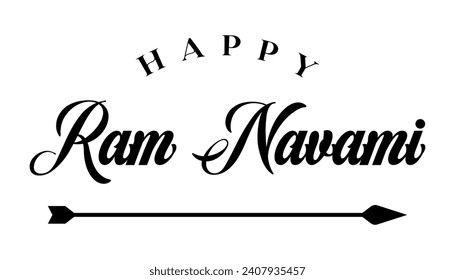 Happy Ram Navami lettering indian hindu festival vector illustration.